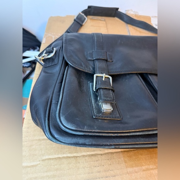 Coach Vintage Large Black Leather Briefcase Messenger Bag - Picture 12 of 13